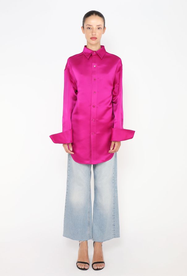 Balenciaga S/S 2019 Oversized Satin Shirt - 3
