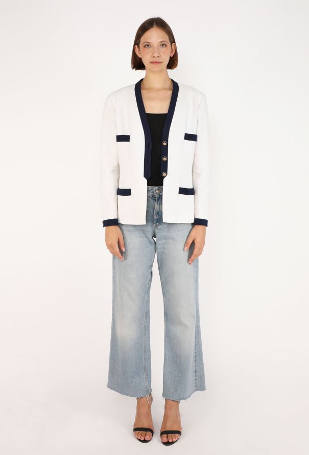 Chanel Camélia Piqué Cotton Blazer, S/S 1992 - 4