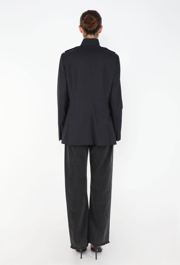 Gucci 2001 Pinstripe High Collar Jacket - 5