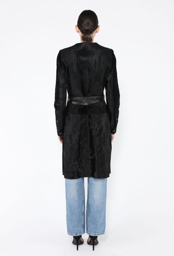 Saint Laurent Early 2000s Tom Ford Pony Hair Belted Coat - 6