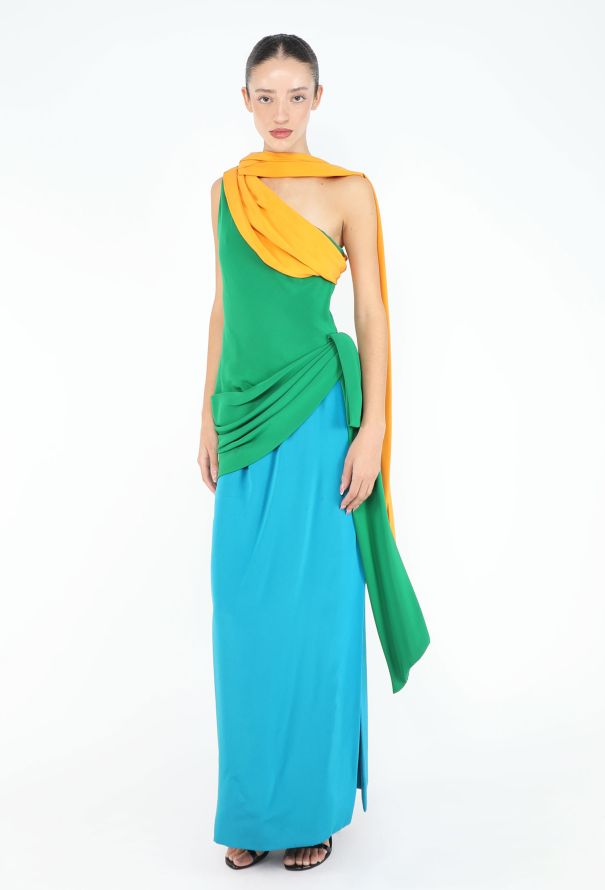 Givenchy RARE Late '80s Draped One-Shoulder Gown - 5