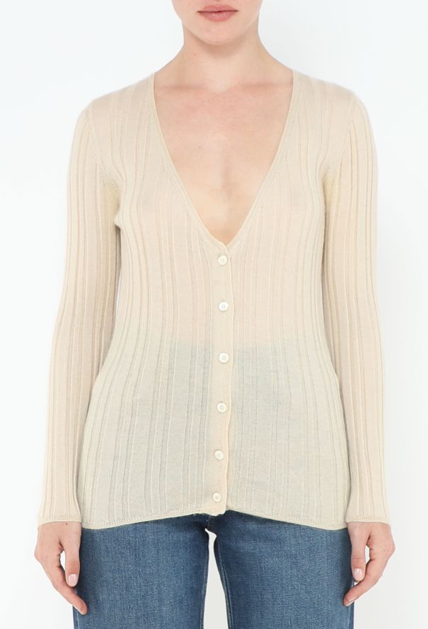 Prada '90s Ribbed Cashmere Cardigan - 1