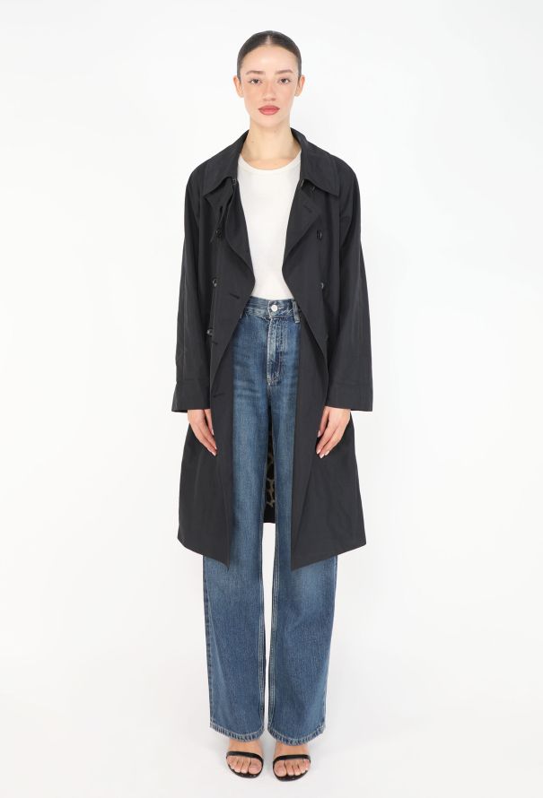 Saint Laurent High-Collar Belted Trench Coat - 3