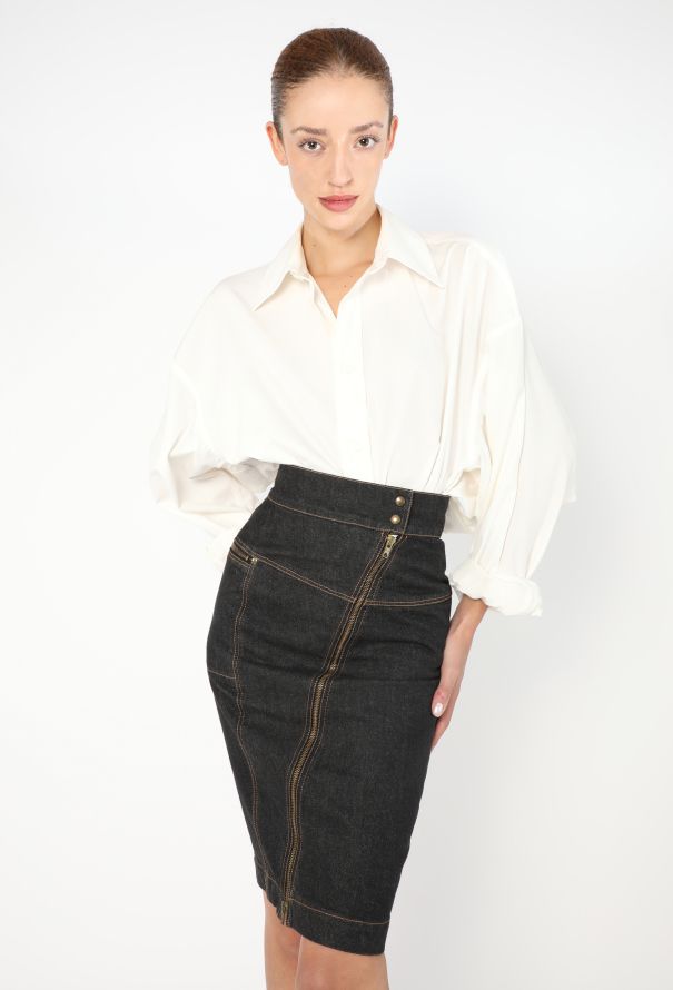 Alaïa Rare S/S 1986 Zipped Denim Skirt - 1