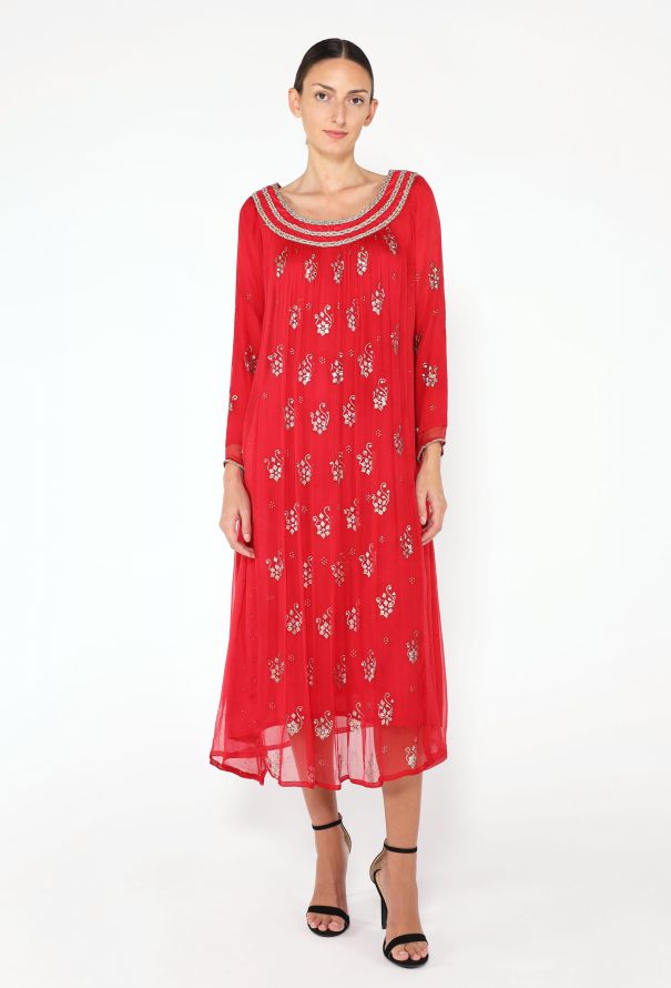 Chiffon Embroidered Lamé Kaftan - 3