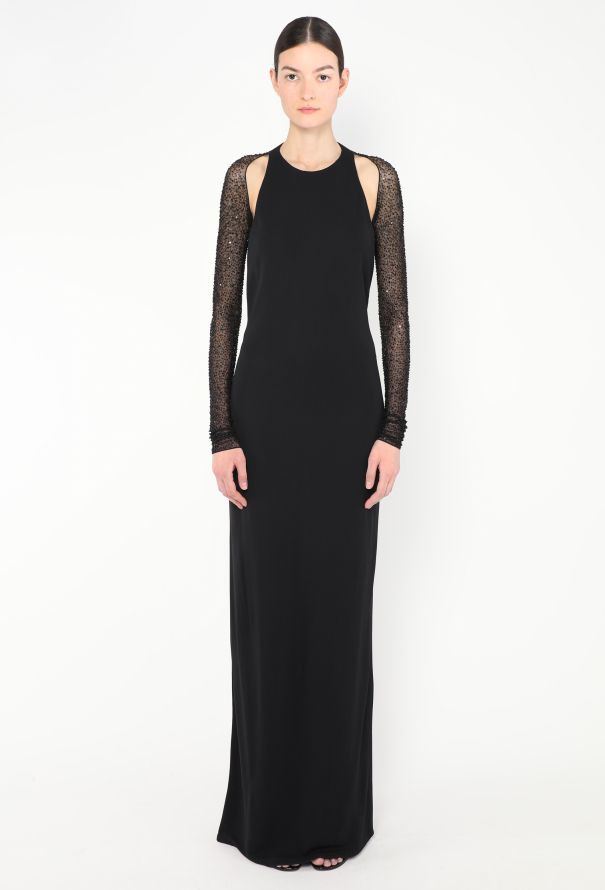 Halston RARE Vintage Beaded Open-Back Gown - 2