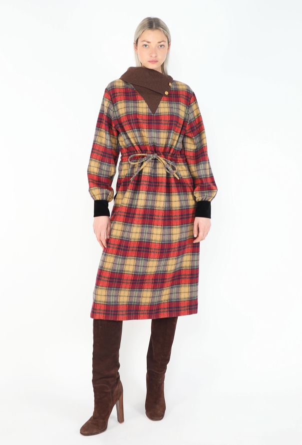 Gucci Tartan Ribbed Trim Dress - 1