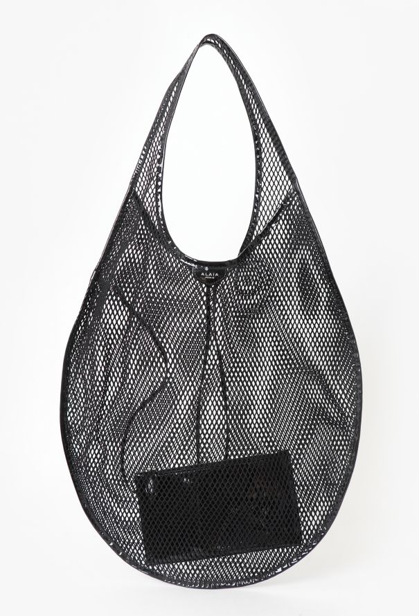 Alaïa Patent-Leather Trimmed Mesh Shoulder Bag - 1