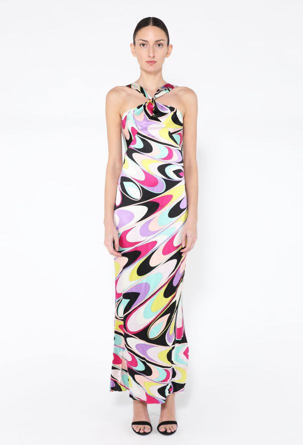 Emilio Pucci 2005 Silk Printed Halter Gown - 1