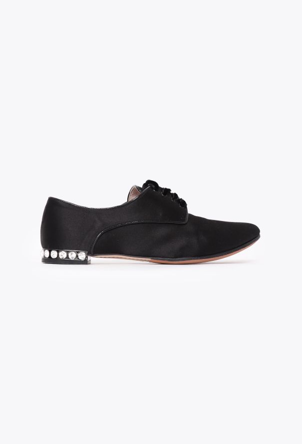 Miu Miu Embellished Satin Derbies - 1
