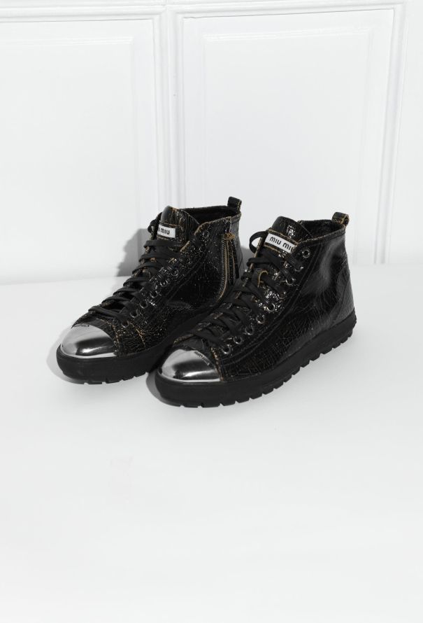 Miu Miu Distressed Cap Sneakers - 1