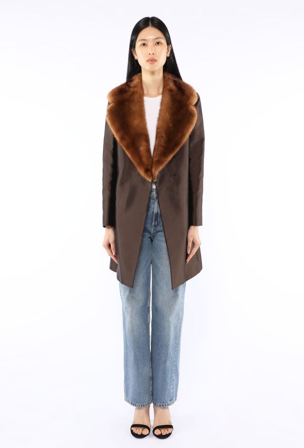 Dolce & Gabbana Silk & Mink Fur Trim Coat, 1997 - 2