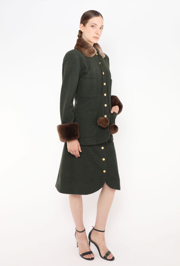 Chanel Late '80s Fur Trim Chevron Ensemble - 4