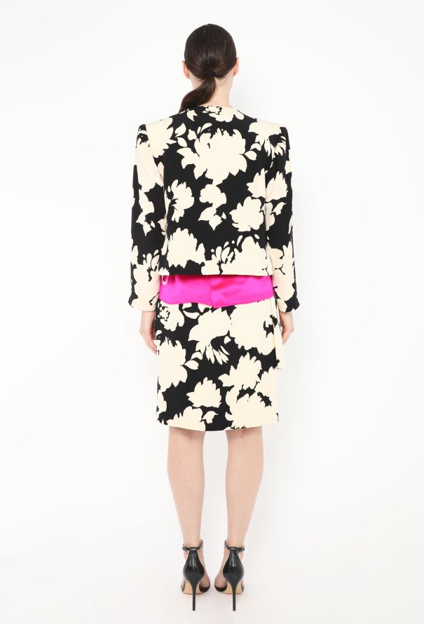 Saint Laurent Couture S/S 1991 Belted Floral Wrap Ensemble - 9