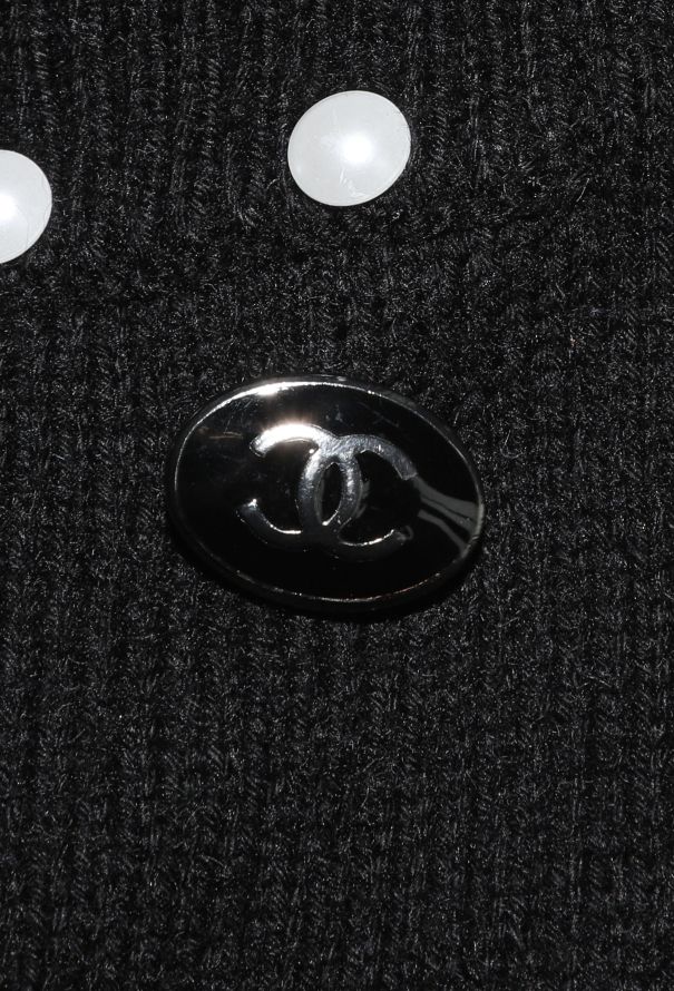 Chanel Cashmere Pearl Trim Knit Dress - 7