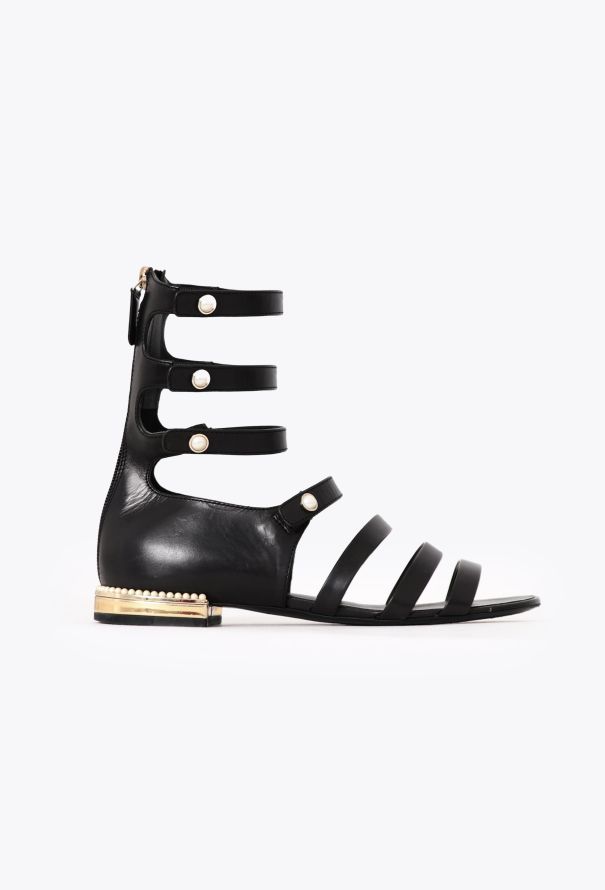 Chanel 2020 Pearl Embellished Gladiator Sandals - 1