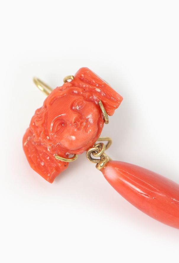 Vintage Fine Jewelry 18k Yellow Gold & Coral Angel Earrings - 5 Vintage Fine Jewelry 18k Yellow Gold & Coral Angel Earrings - 5