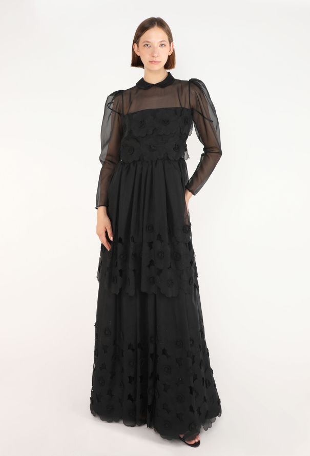 Les 5A Floral Appliqué Gown, 1990s - 4