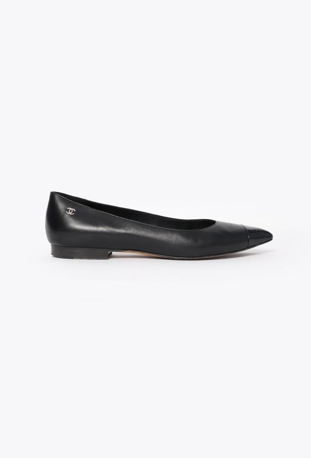 Chanel Patent Cap-Toe Flats - 1