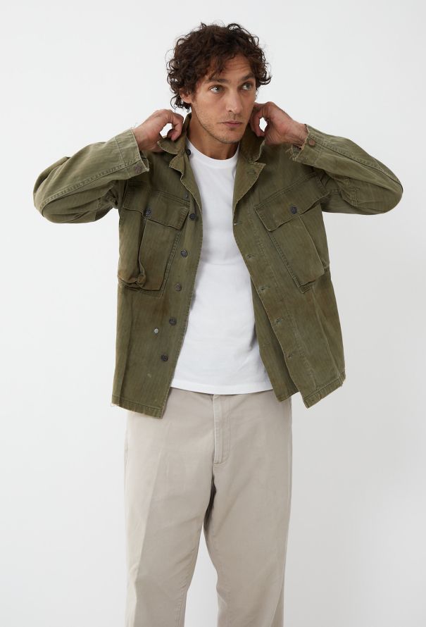 Men's Vintage 1940s WWII Herringbone Field Jacket - 1