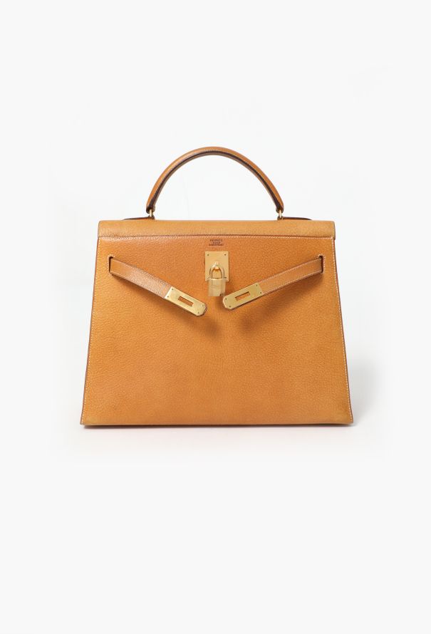 Hermès Rare '90s Gold Peccary Kelly Sellier 32 - 3