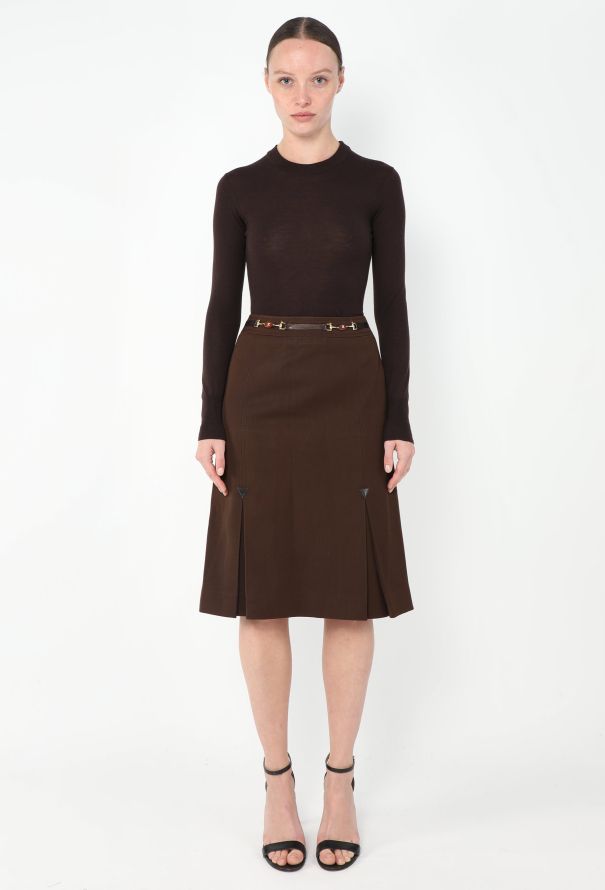Céline '70s Pleated Horsebit Skirt - 3