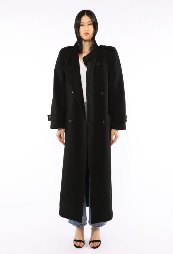Saint Laurent Double-Breasted Long Peacoat, 2023 - 4