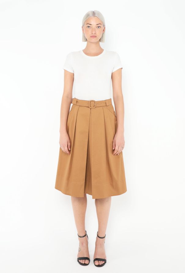 Prada Belted Pleated Denim Skirt - 1