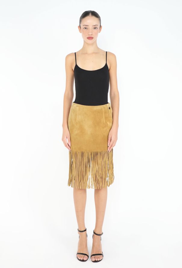 Romeo Gigli '90s Fringed Suede Skirt - 2