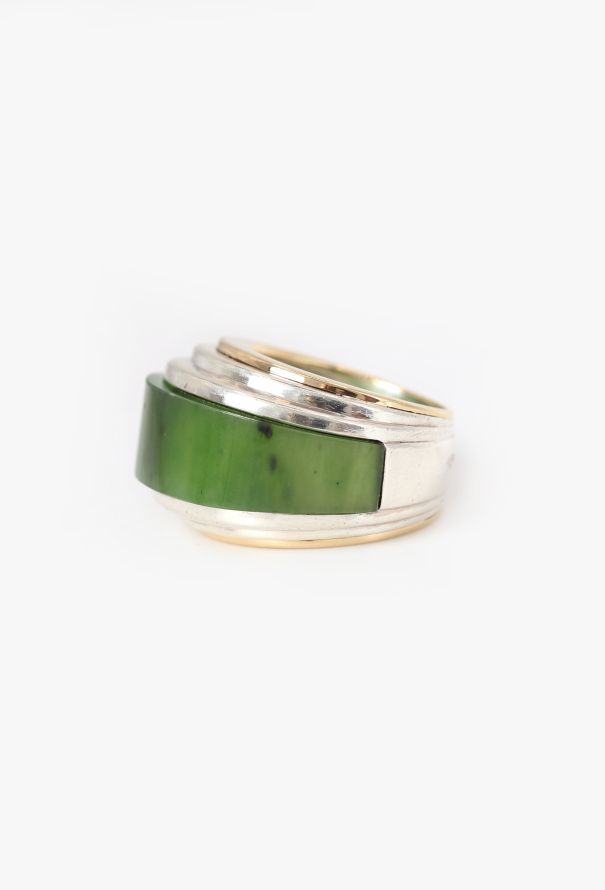 Vintage Fine Jewelry Puiforcat 18k Yellow Gold, Silver & Jade Ring - 3 Vintage Fine Jewelry Puiforcat 18k Yellow Gold, Silver & Jade Ring - 3
