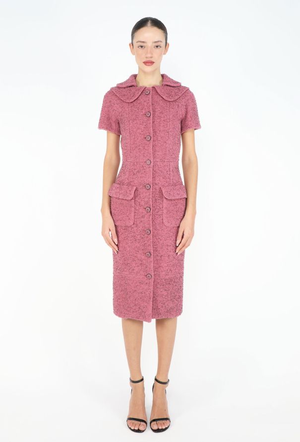 Chanel Collared Bouclé Tweed 'CC' Dress - 1