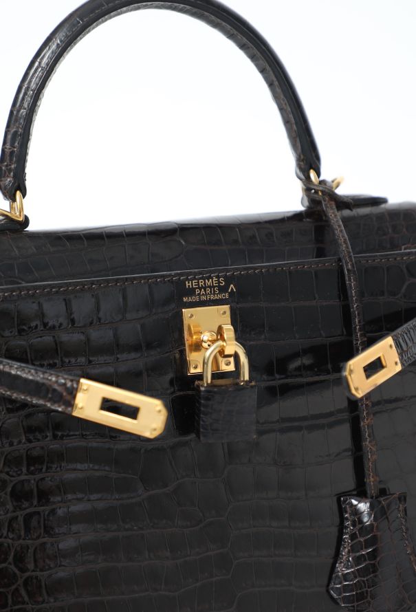 Hermès Exceptional 1998 Dark Brown Porosus Kelly Sellier 25 - 16