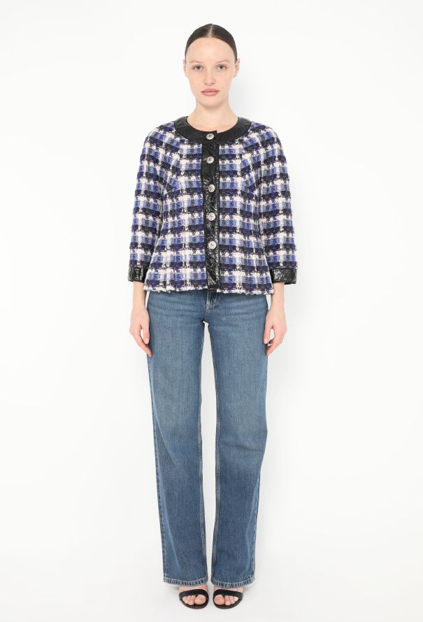 Chanel 2018 Tweed Leather Trim Jacket - 3