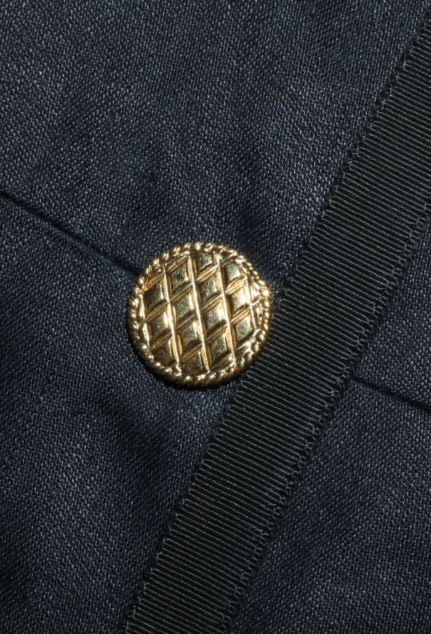 Chanel 1992 Linen Grosgrain Pocket Dress - 6 Chanel 1992 Linen Grosgrain Pocket Dress - 6