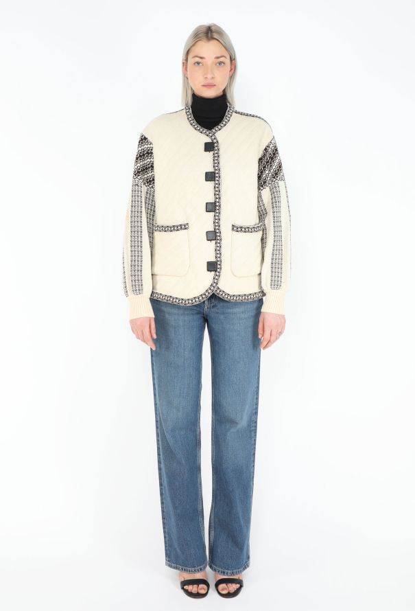 Saint Laurent Early '90s Quilted Intarsia Cardigan - 2
