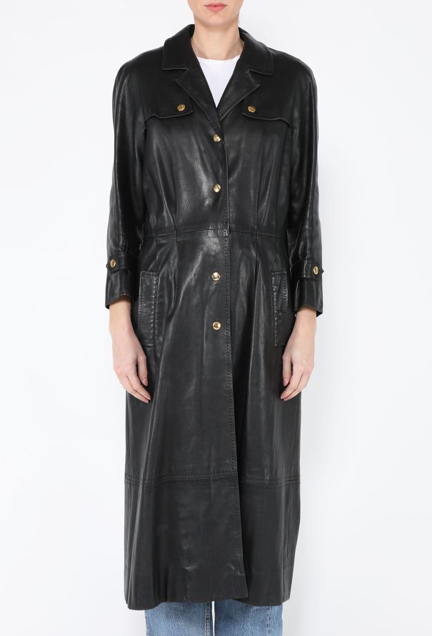 Hermès Vintage Leather Trench Coat - 5