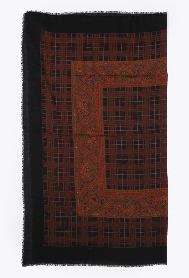 Saint Laurent '70s Russian Paisley Plaid Scarf - 3