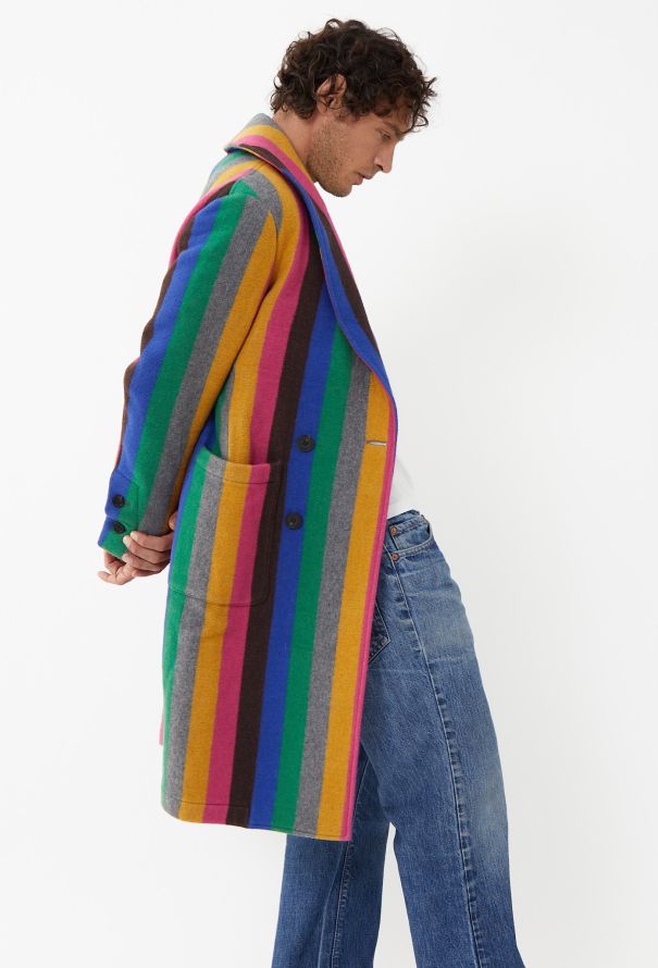 Loewe 2016 Striped Wool Coat - 3