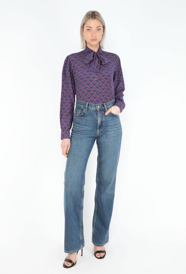 Saint Laurent '70s Printed Silk Lavallière Blouse - 5