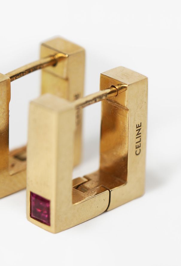 Céline 18K Yellow Gold & Rubies Square Sentimental Earrings - 4