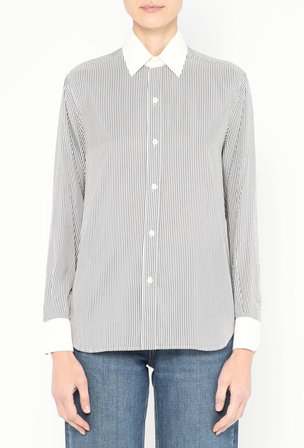 Céline S/S 2020 Pinstripe Crêpe Blouse - 1