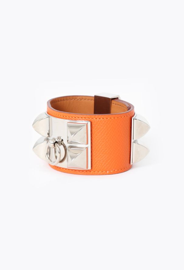 Hermès Courchevel Orange H Médor Cuff - 3 Hermès Courchevel Orange H Médor Cuff - 3