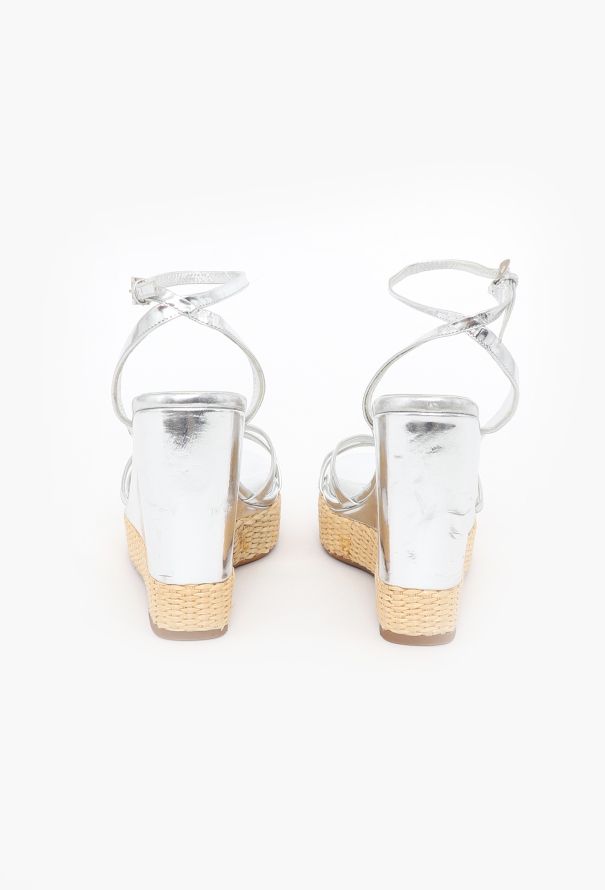 Prada Metallic Platform Wedge Espadrilles - 4 Prada Metallic Platform Wedge Espadrilles - 4