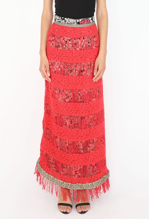 VOYAGE Fringed Maxi Skirt, 1990s - 3