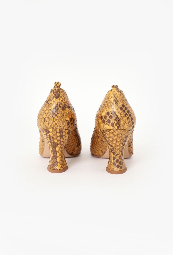 Bottega Veneta 2019 Almond Python Pumps - 4