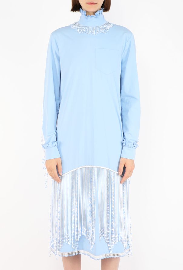 Prada Hand-Beaded Fringe Poplin Dress, F/W 2020 - 6