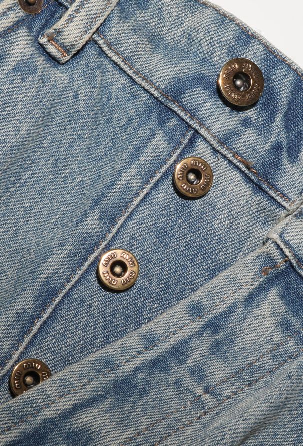 Miu Miu 2024 Washed Denim Logo Shorts - 7