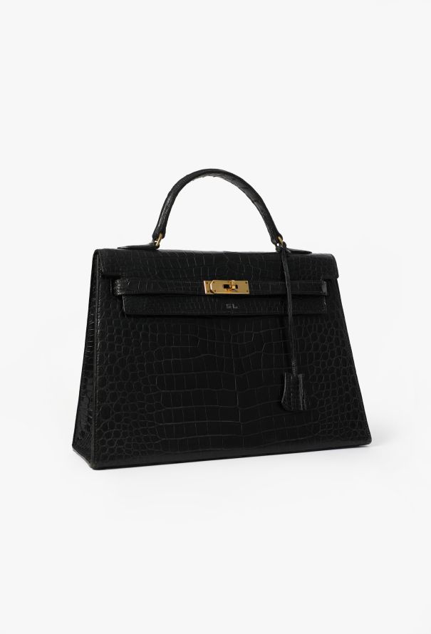 Hermès Black Porosus Kelly Sellier 32, 1964 - 3