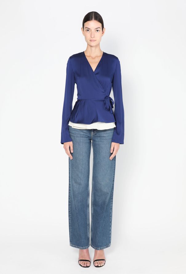 Céline Charmeuse Silk Wrap Blouse - 2 Céline Charmeuse Silk Wrap Blouse - 2