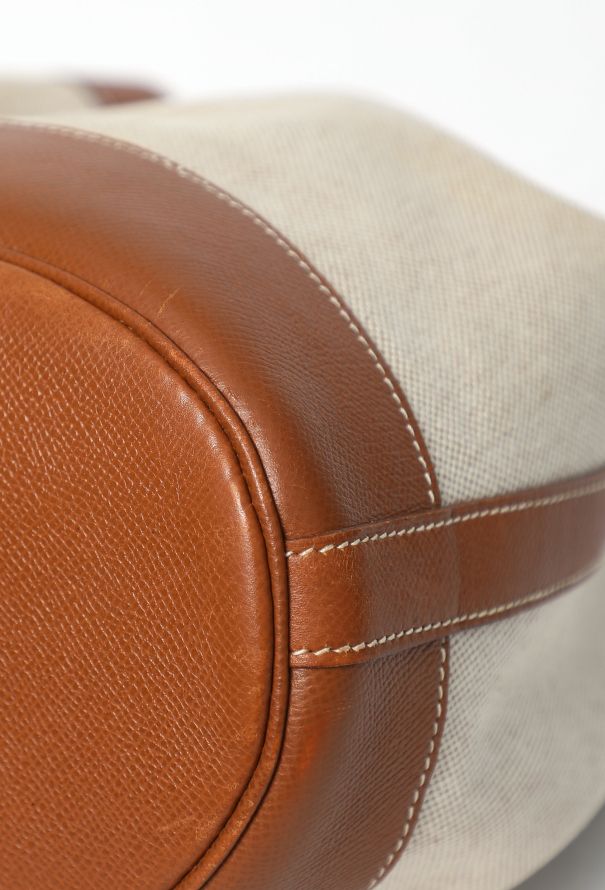 Hermès '90s Toile H & Gold Courchevel Market Bag - 9